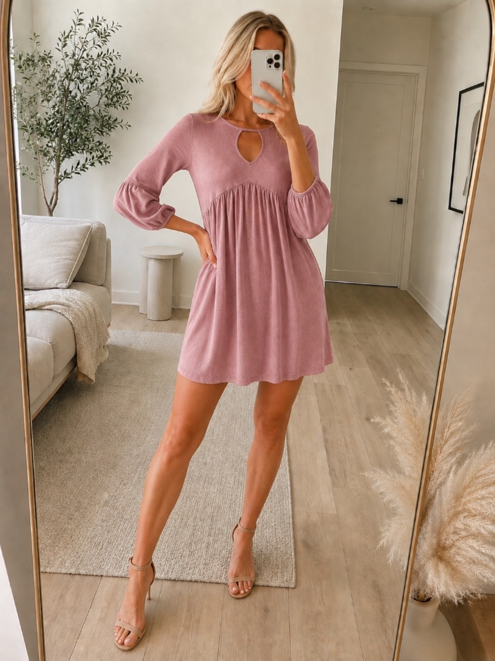 NWT Mauve Boho Babydoll Dress Small